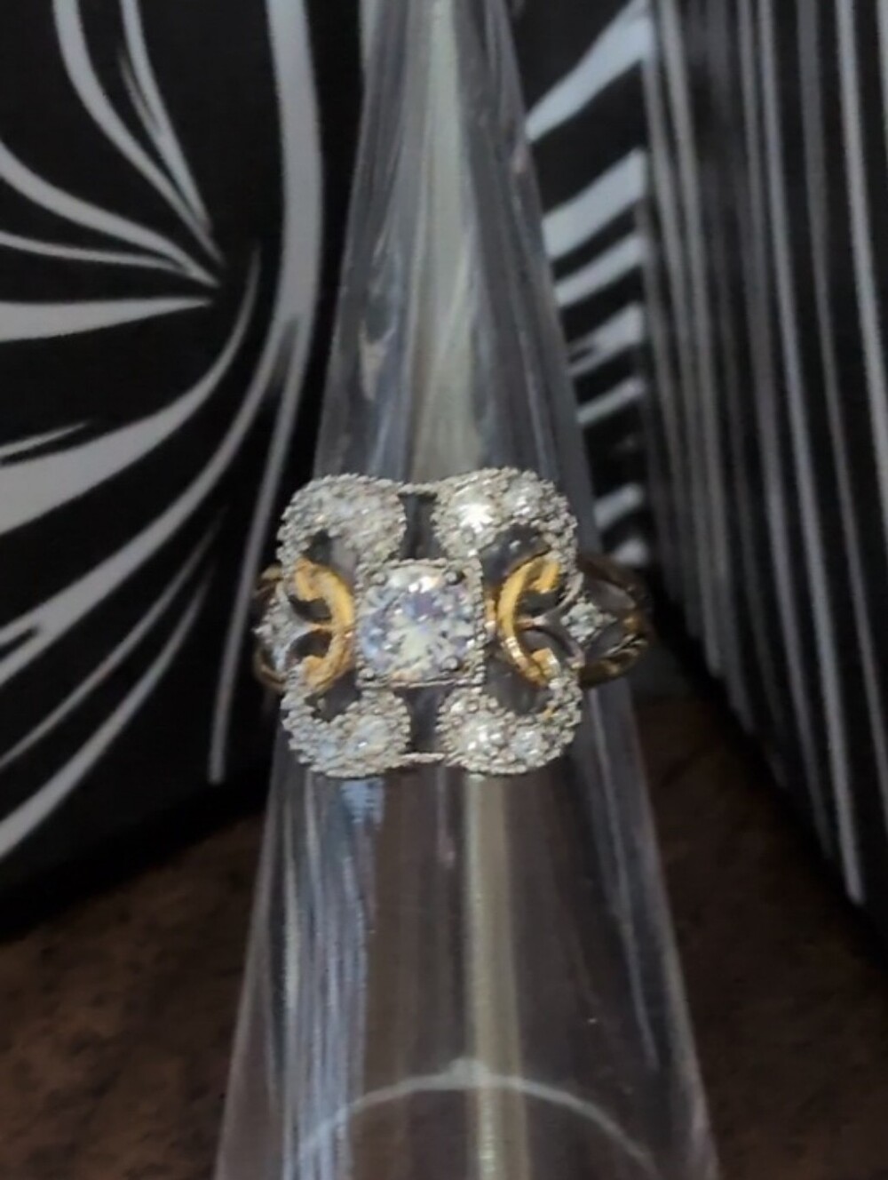 Two-Tone Crystal Statement Ring - Silver & Gold